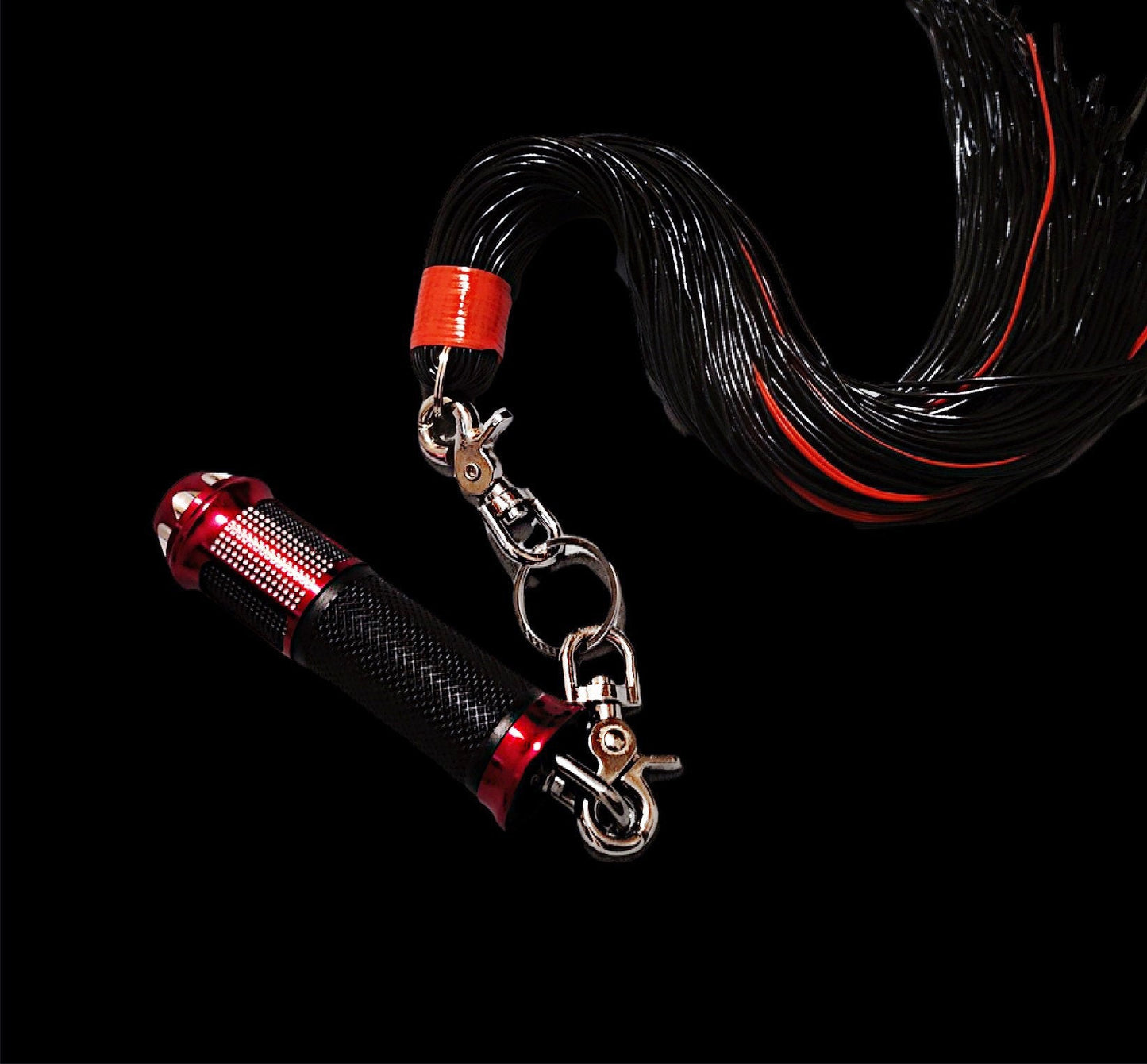 Flogger Premium swivel flogger red silver aluminum handle rubber grip spanking Hand Made BDSM Bondage Adult Toy OOAK Kink