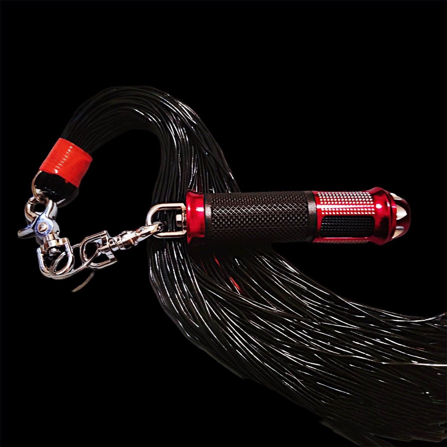 Flogger Premium swivel flogger red silver aluminum handle rubber grip spanking Hand Made BDSM Bondage Adult Toy OOAK Kink
