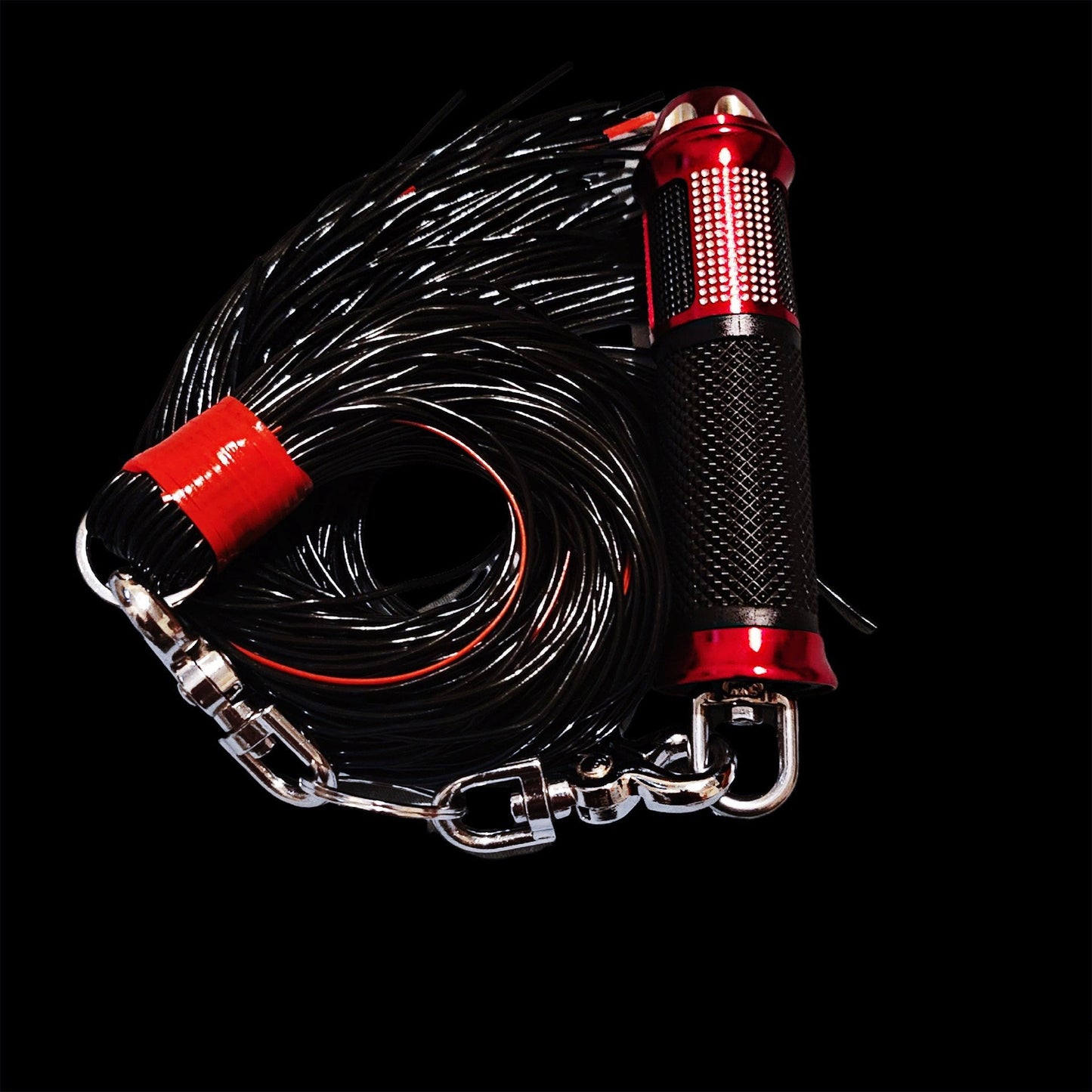 Flogger Premium swivel flogger red silver aluminum handle rubber grip spanking Hand Made BDSM Bondage Adult Toy OOAK Kink