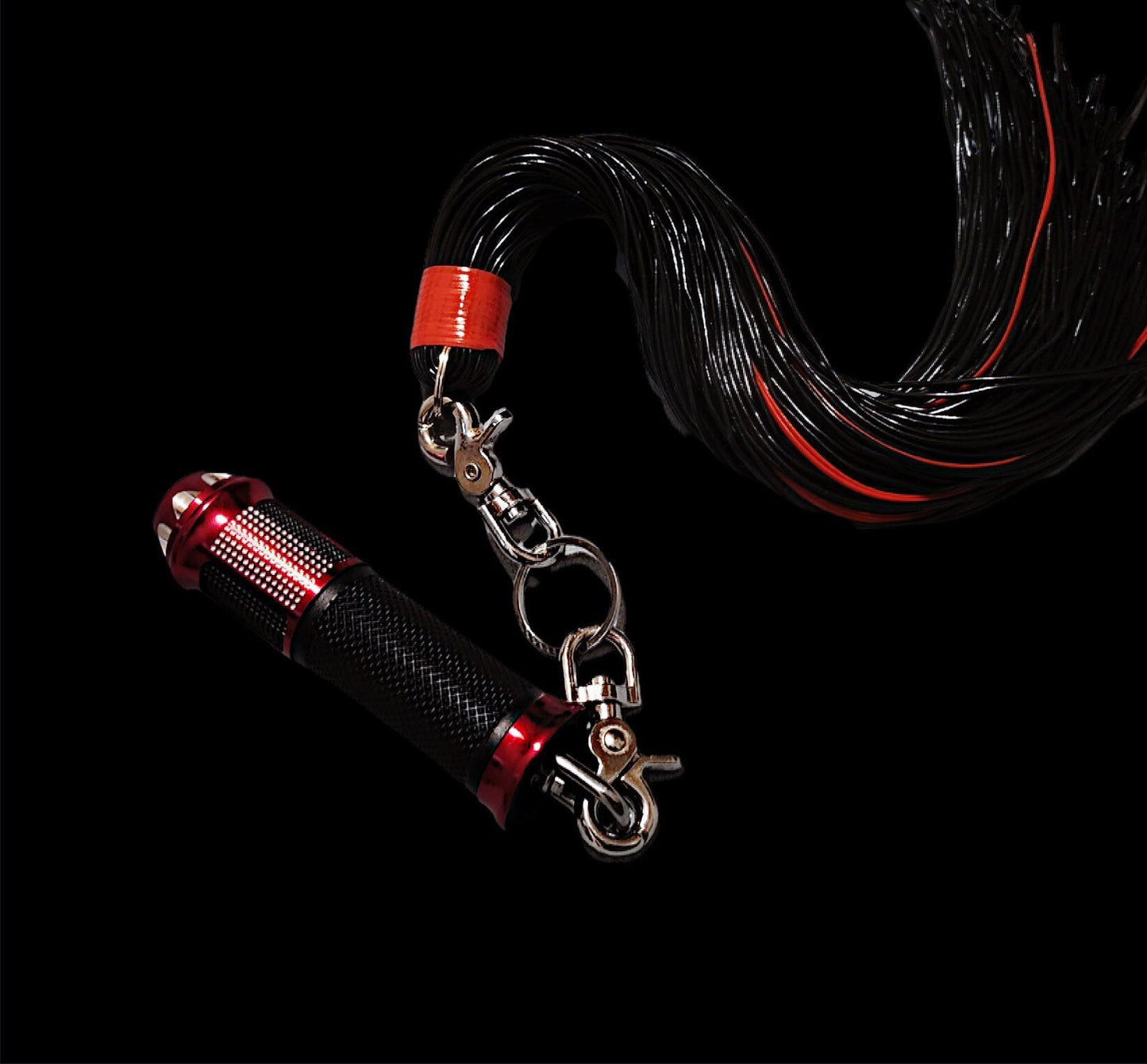 Flogger Premium swivel flogger red silver aluminum handle rubber grip spanking Hand Made BDSM Bondage Adult Toy OOAK Kink