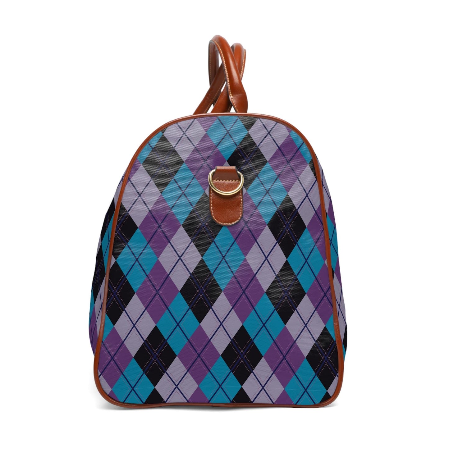 Custom Purple Plaid Travel Bag Weekender Over Night Bag