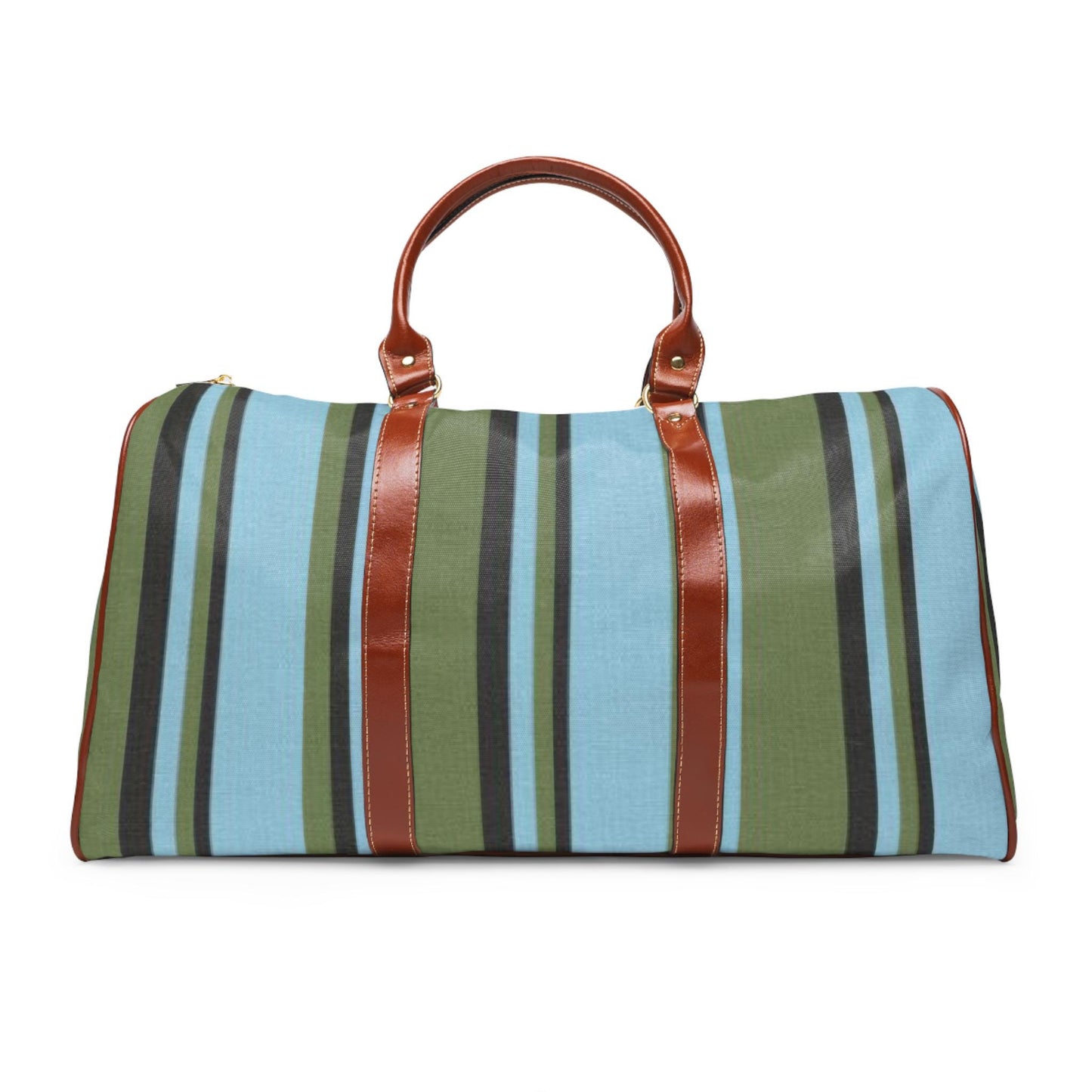 Custom Blue Green Stripes Travel Bag Weekender Over Night Bag