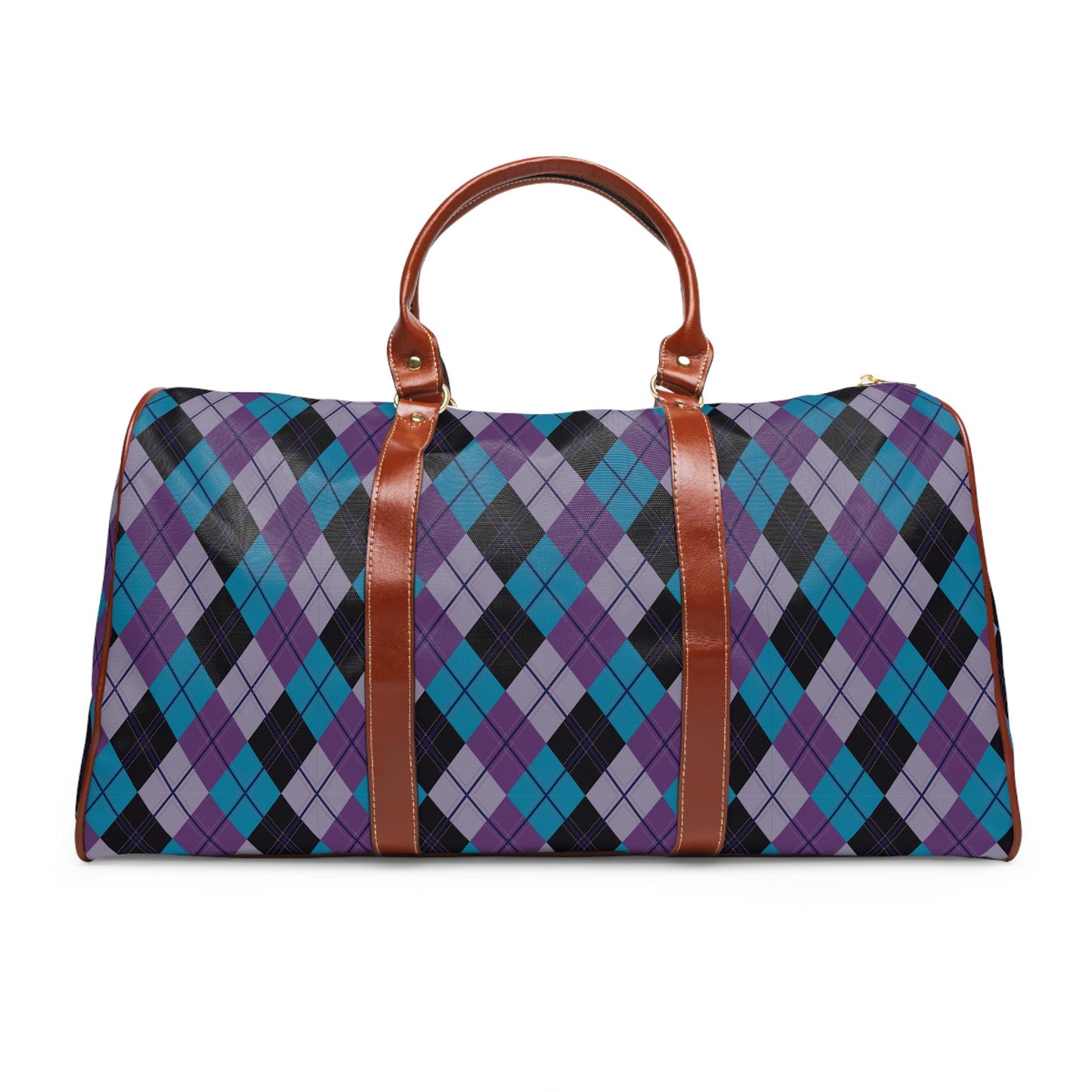 Custom Purple Plaid Travel Bag Weekender Over Night Bag