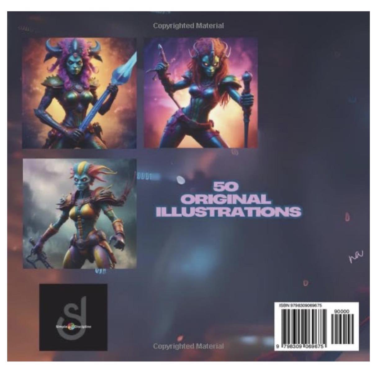 Female Alien Warriors Coloring Book: 50 Original Illustrations