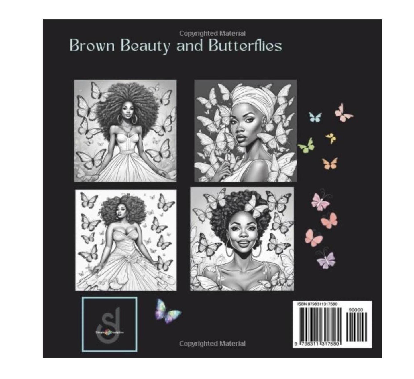 Black Beauty and Butterflies Coloring Book: Stress Relief Illustrations