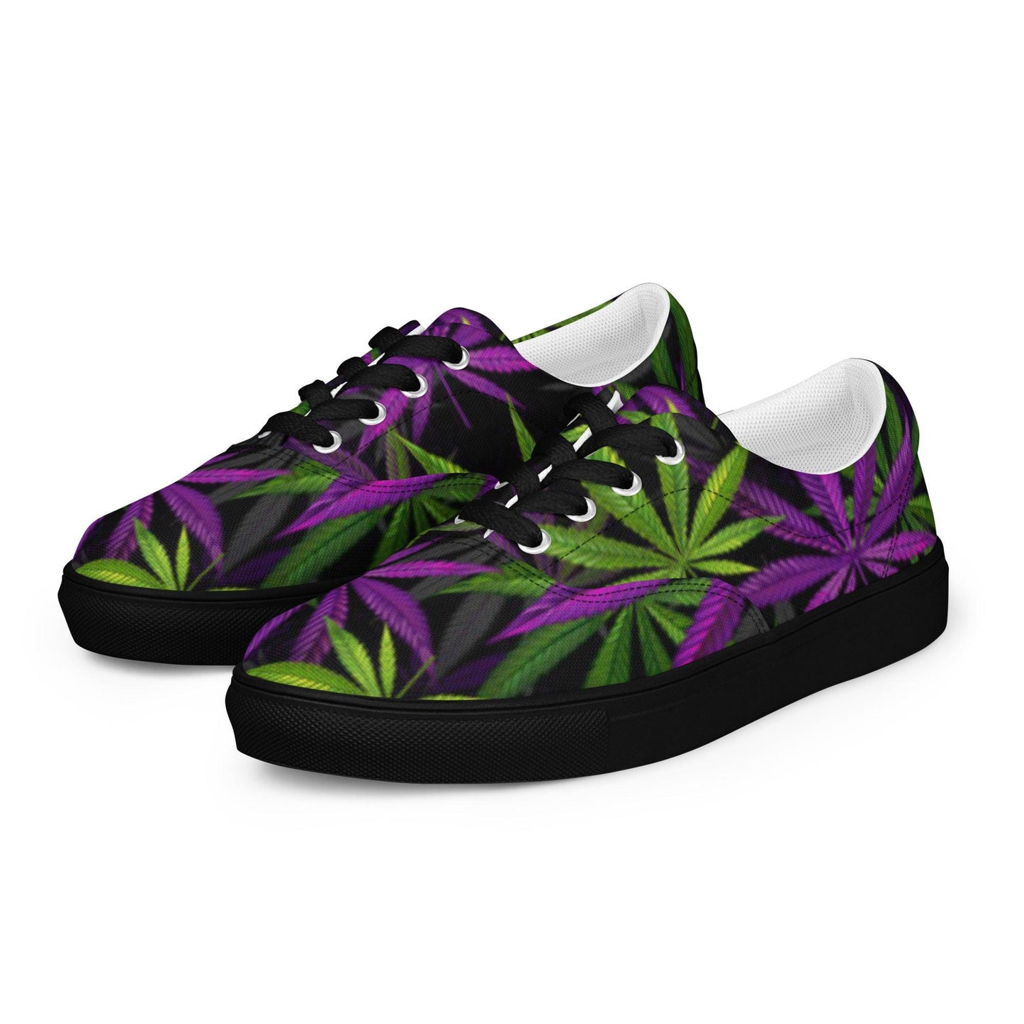 Abstract Leaf Print Men's Vegan Canvas Shoes