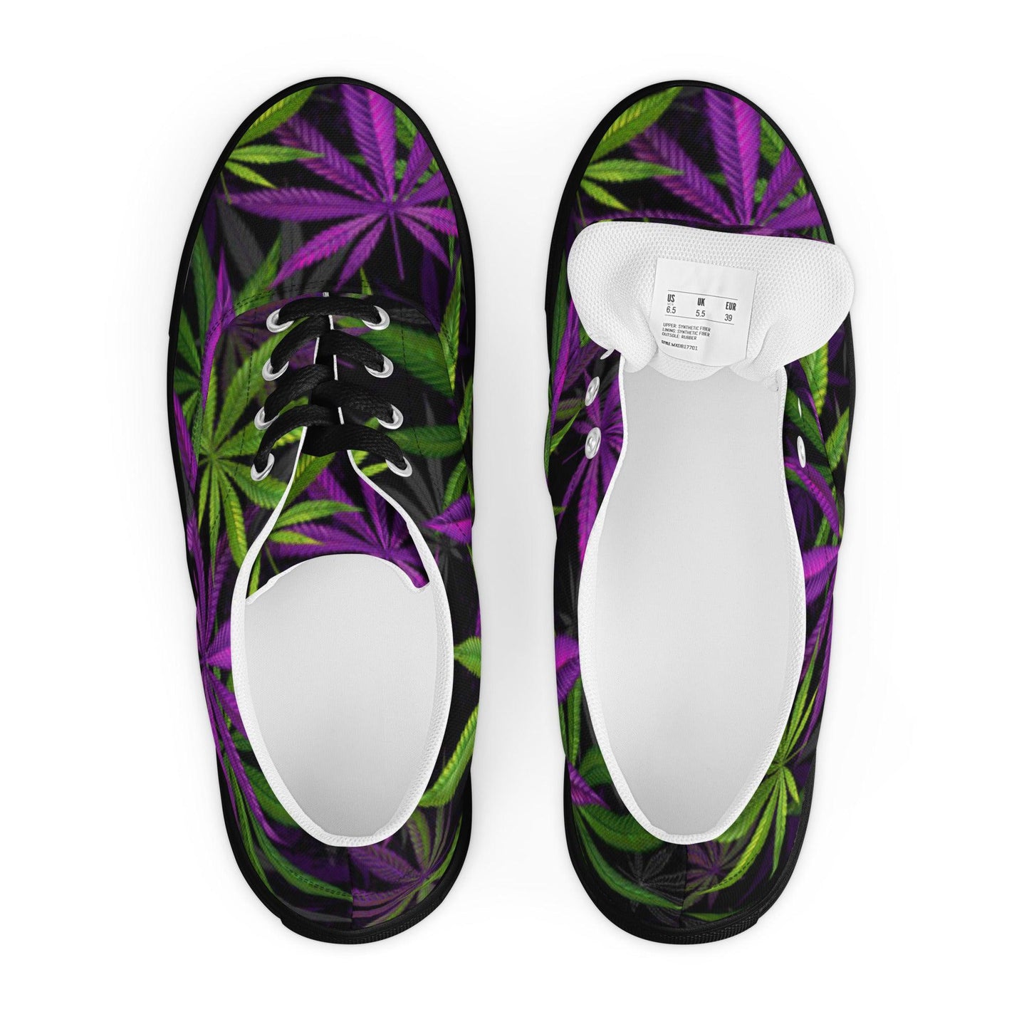 Abstract Leaf Print Men's Vegan Canvas Shoes