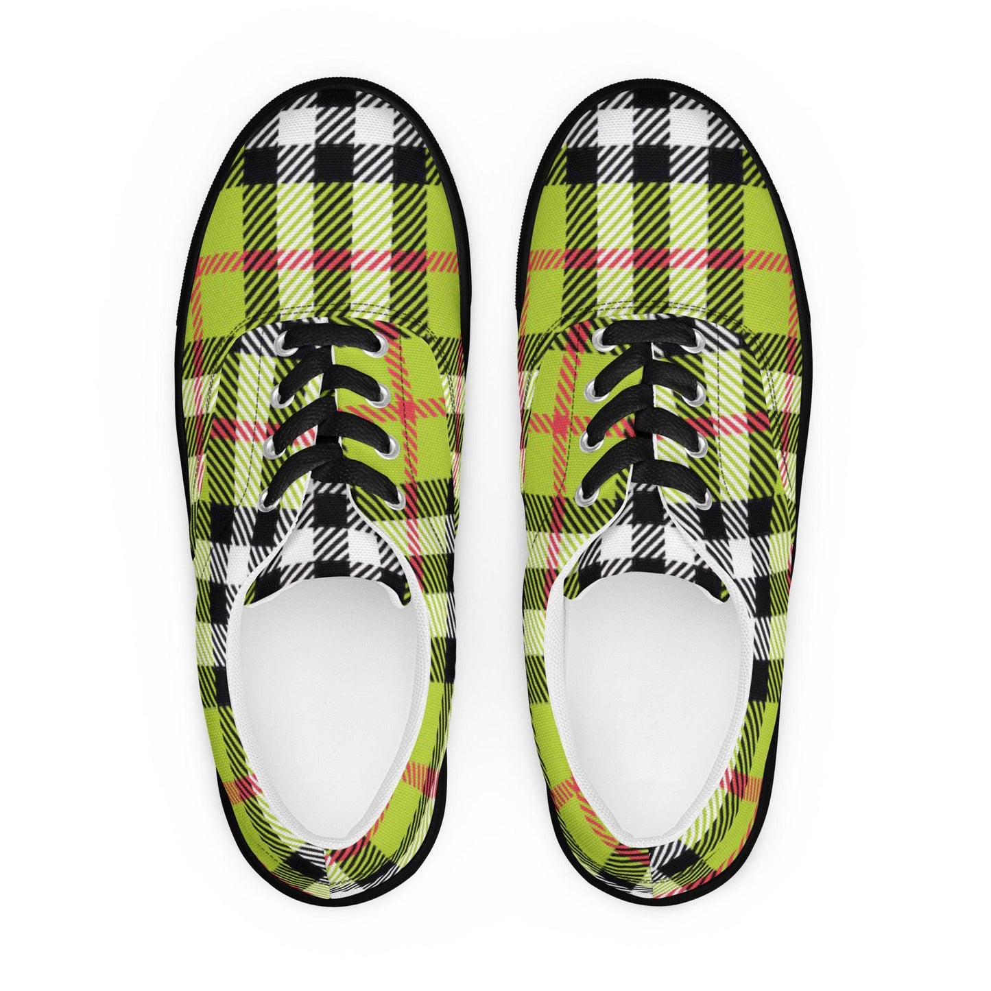 Custom canvas shoes eco friendly vegan surreal plaid abstractMen's lace-up canvas shoes