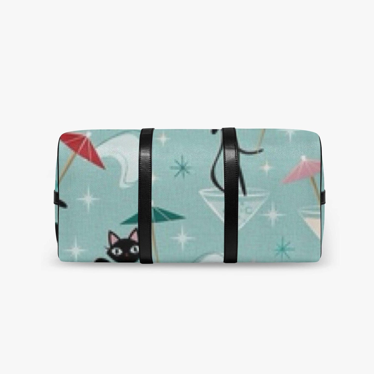 Retro Cats PU Leather Travel Duffle Bag