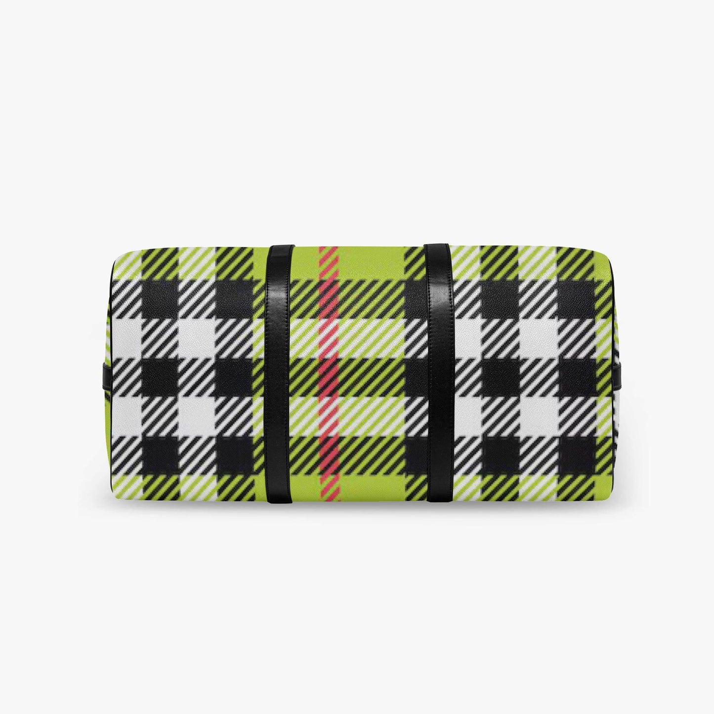 Yellow Plaid Vegan Leather Duffle Bag: Eco-Friendly Weekender