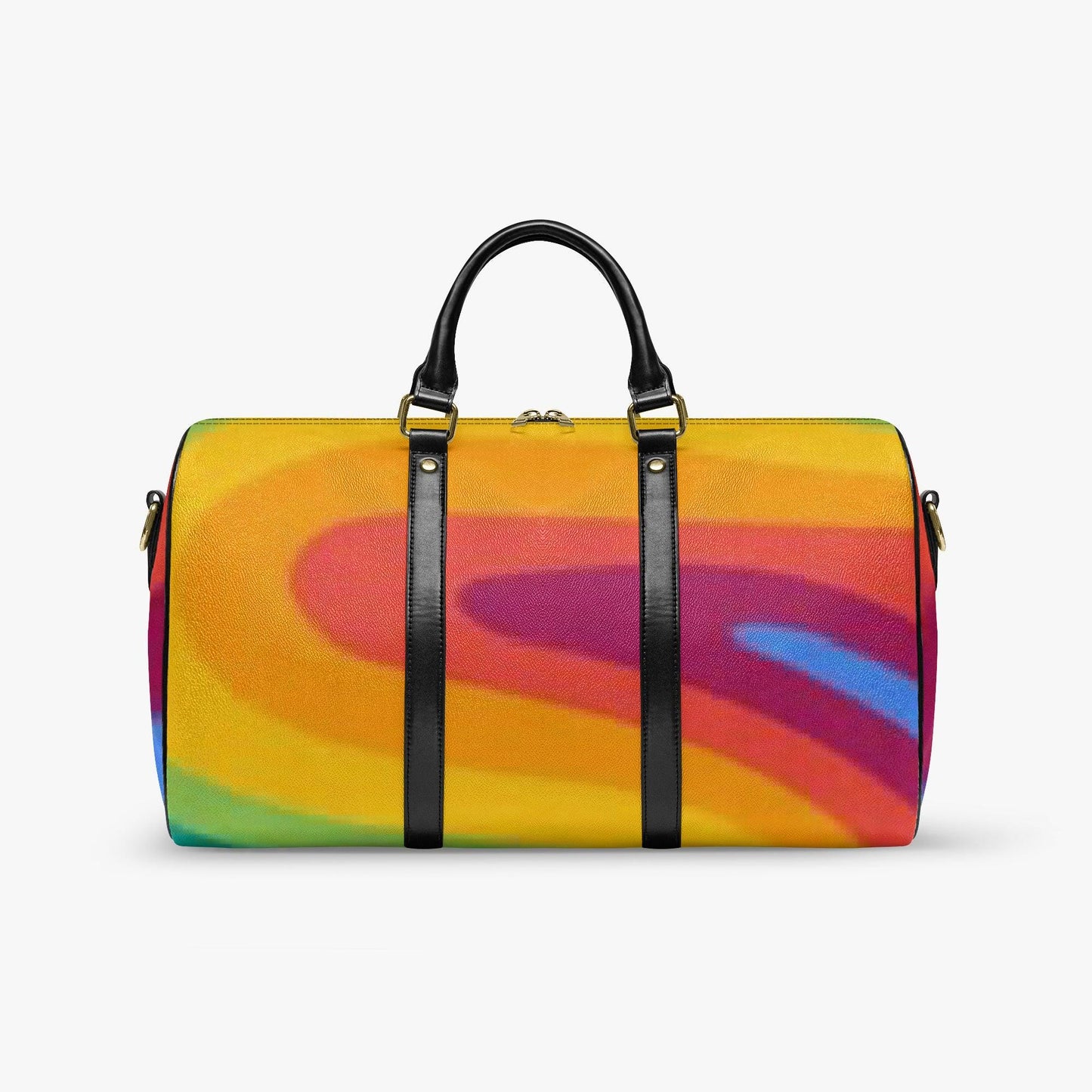 Rainbow Travel Duffle Bag: Custom Design, Vegan Leather Weekender