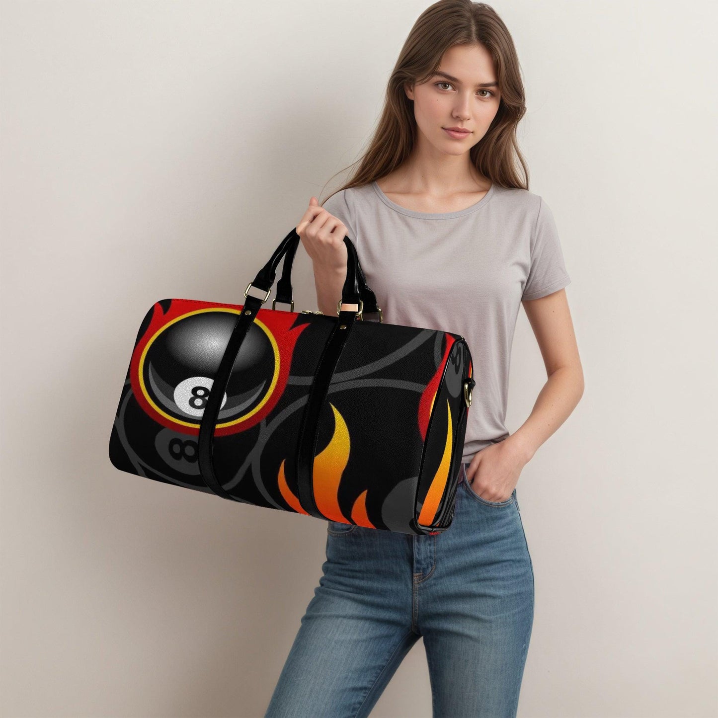 Eight Ball Vegan Leather Duffle Bag: Custom Design Weekender
