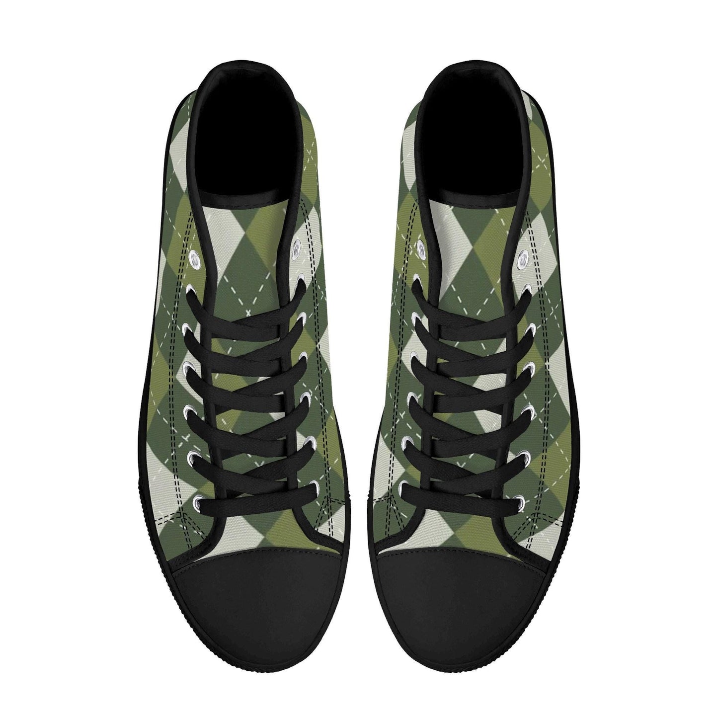 Custom Argyle Print High Top Canvas Shoes: Eco-Friendly Design