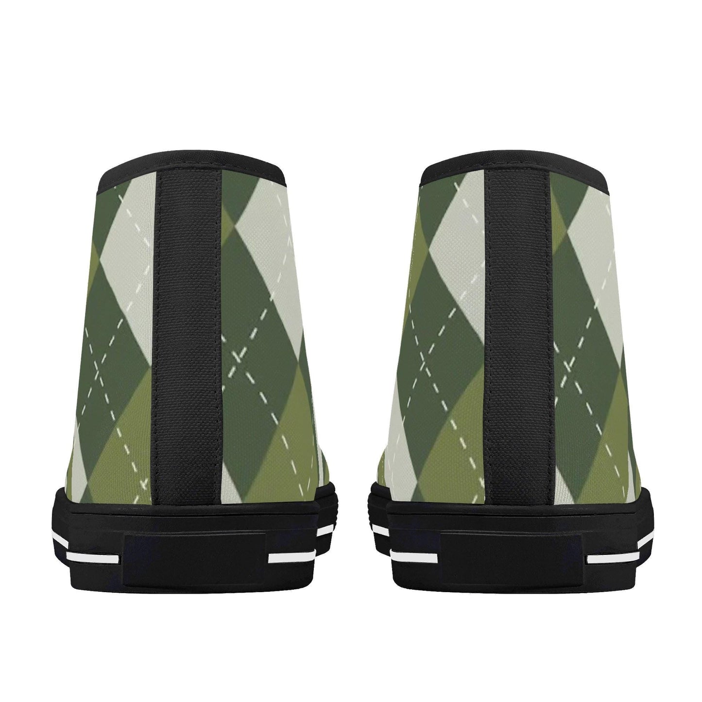 Custom Argyle Print High Top Canvas Shoes: Eco-Friendly Design