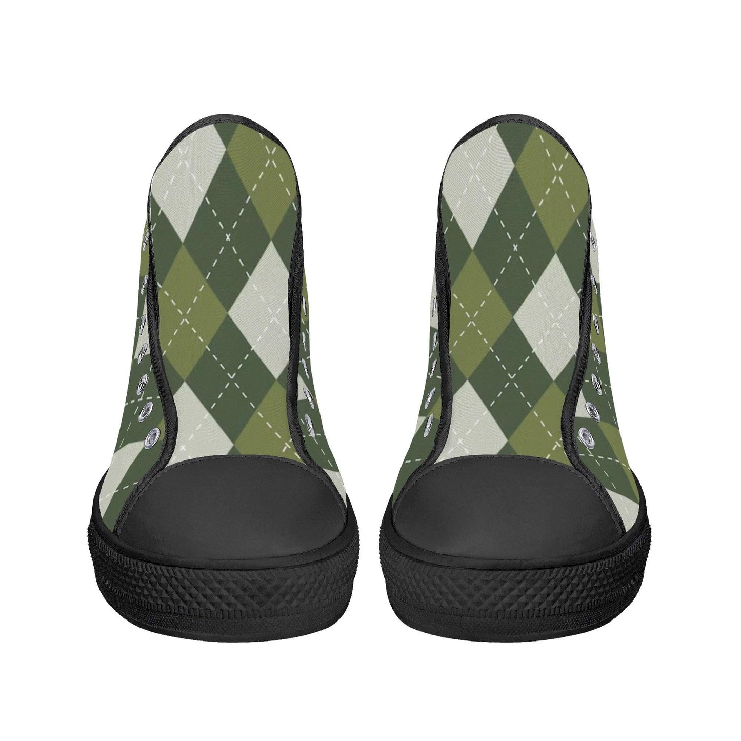 Custom Argyle Print High Top Canvas Shoes: Eco-Friendly Design