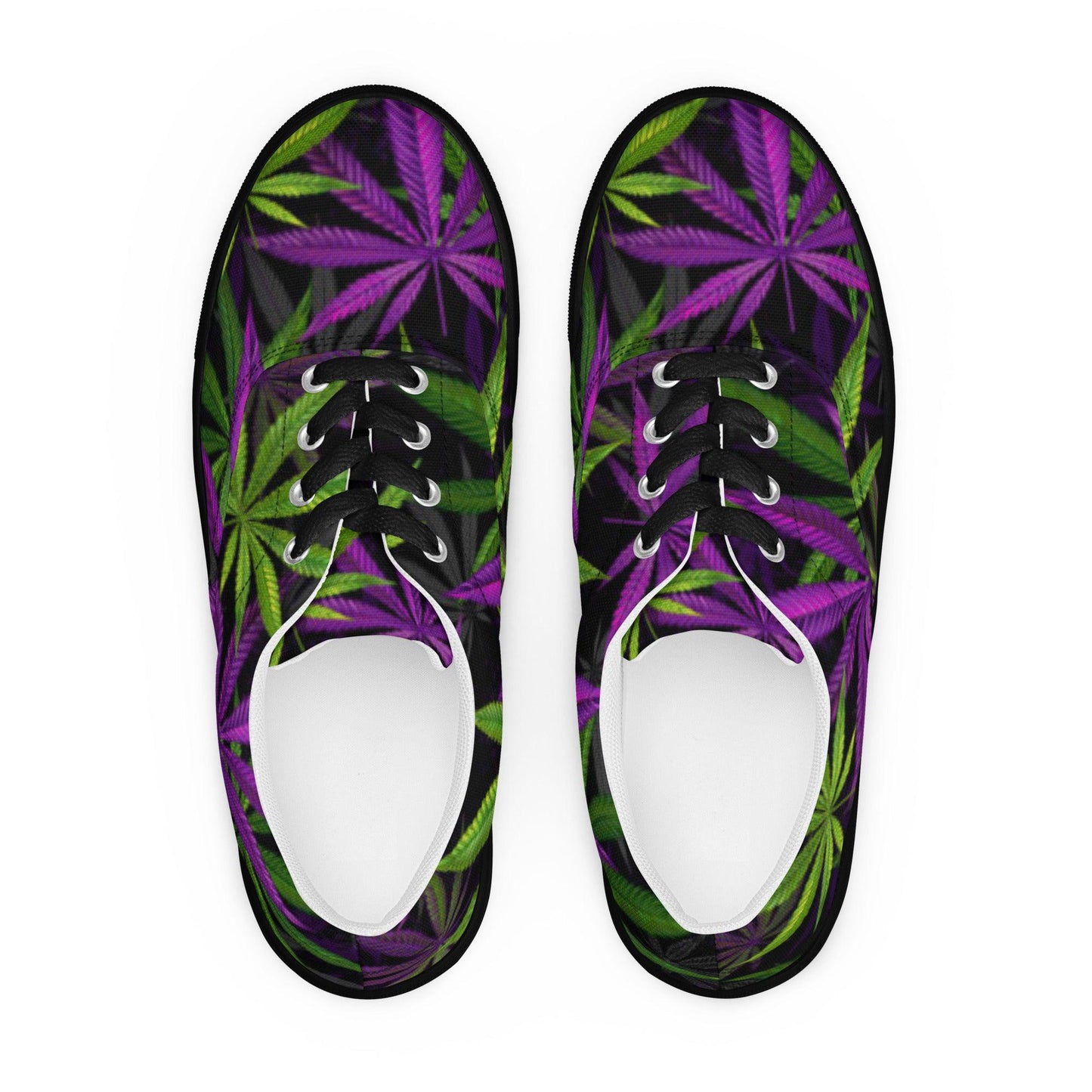 Abstract Leaf Print Men's Vegan Canvas Shoes