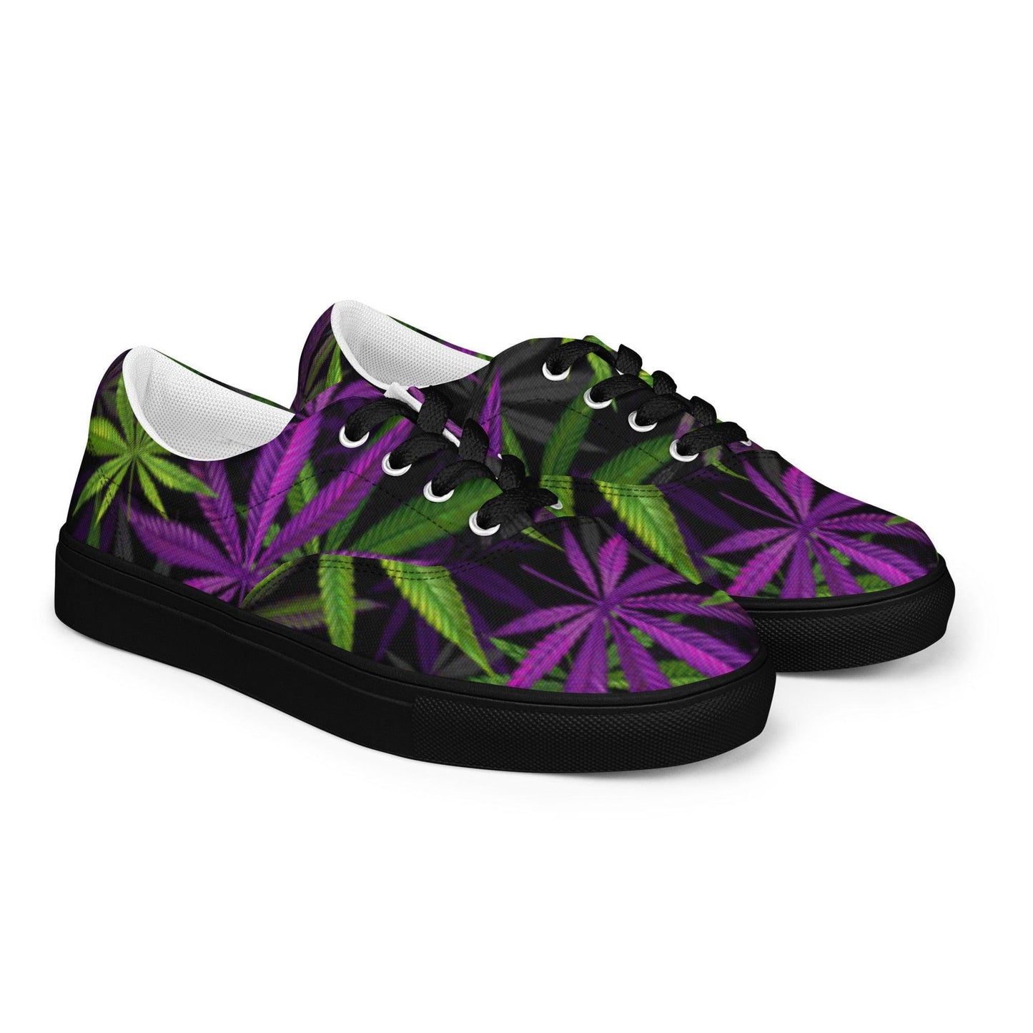 Abstract Leaf Print Men's Vegan Canvas Shoes