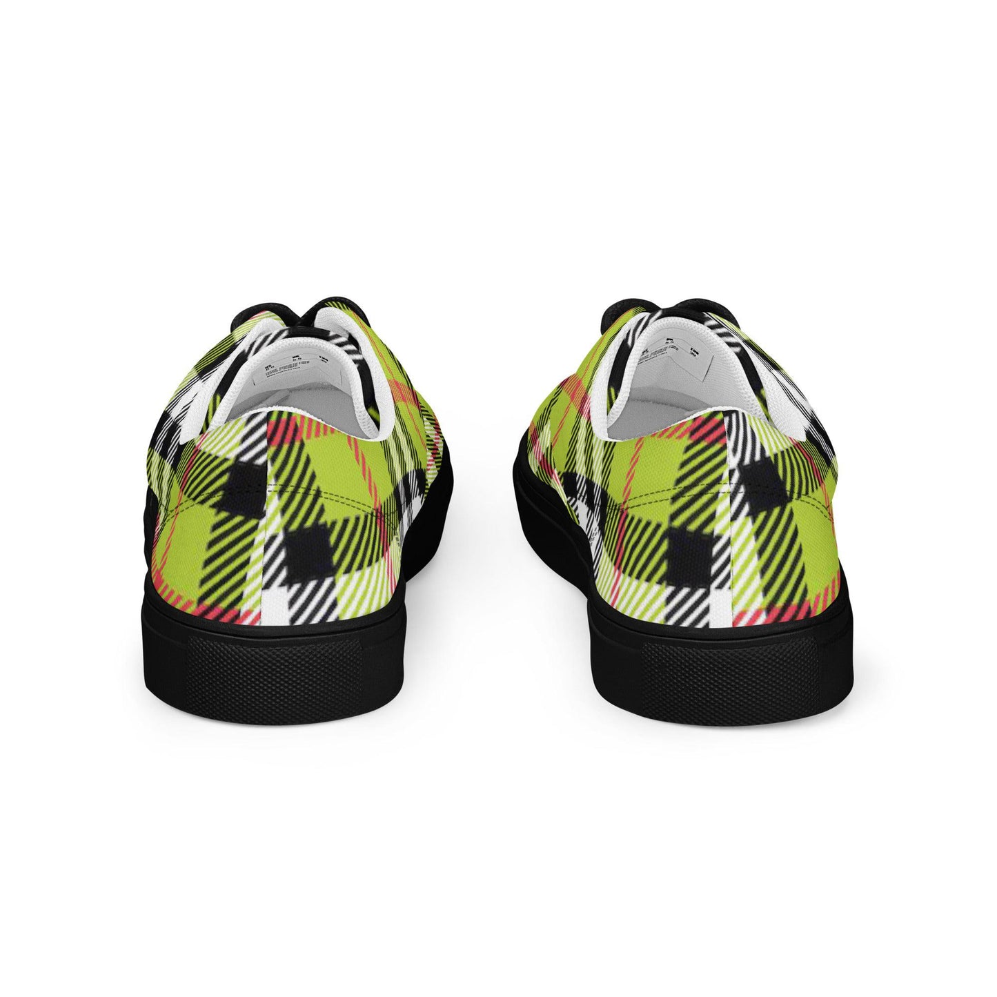 Custom canvas shoes eco friendly vegan surreal plaid abstractMen's lace-up canvas shoes
