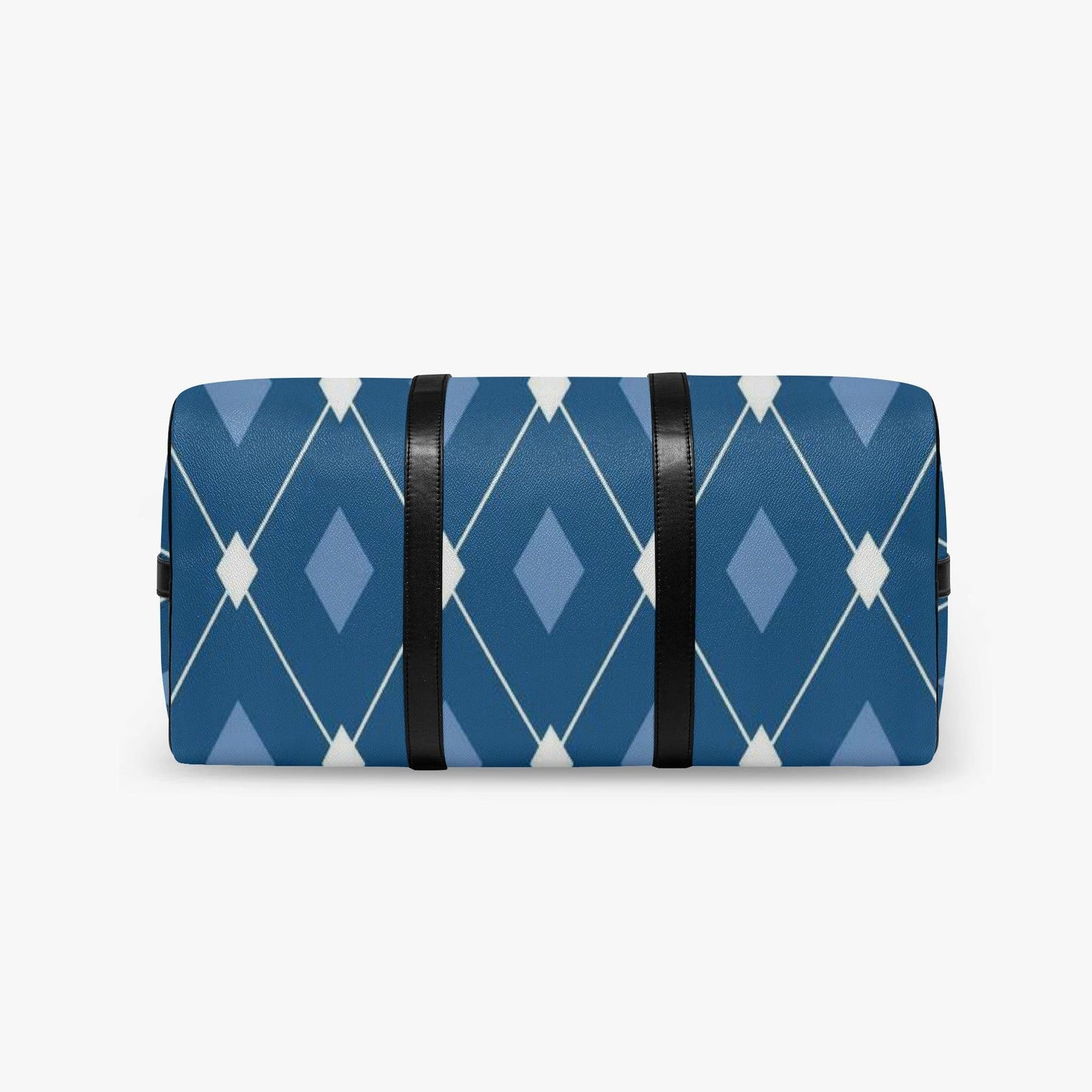 PU Leather Travel Duffle Bag: Argyle Print Weekender
