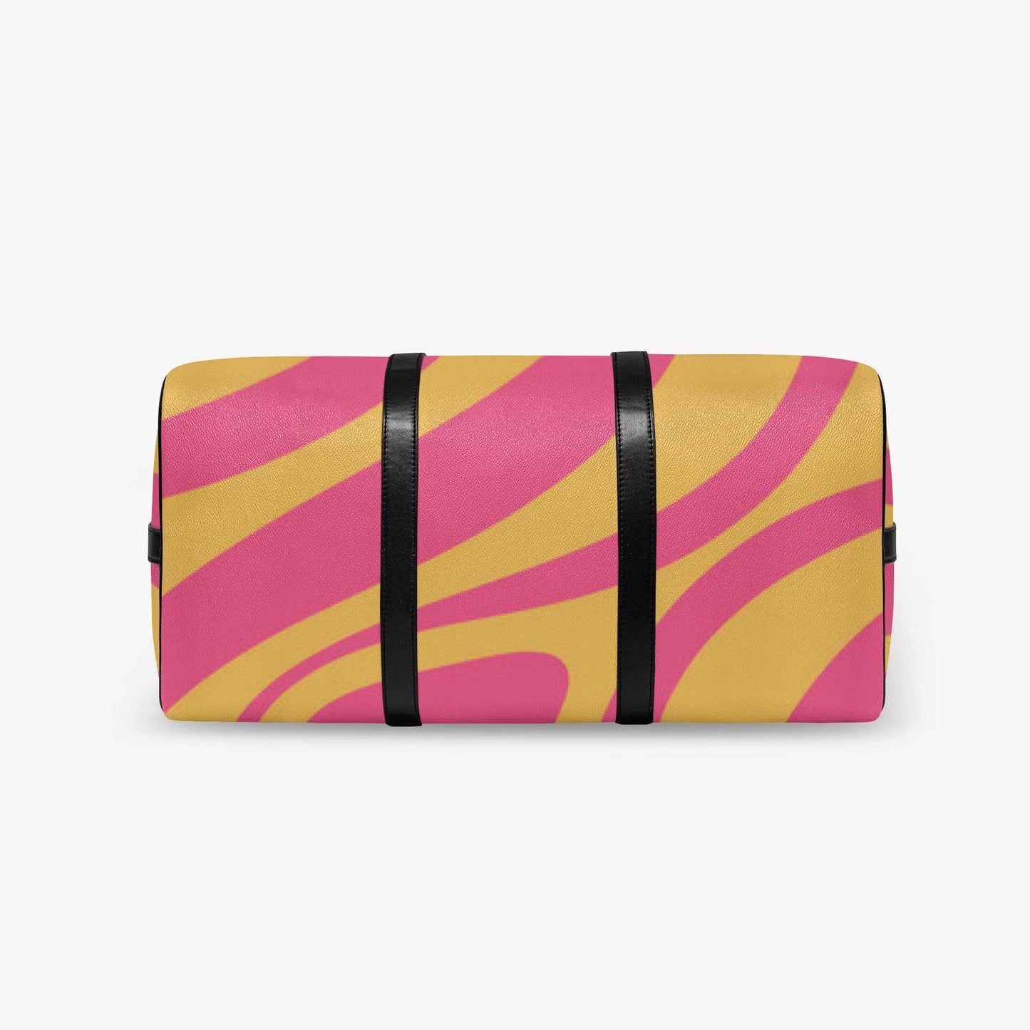 PU Leather Travel Duffle Bag: Pink & Gold Swirl, Weekender Carry-on