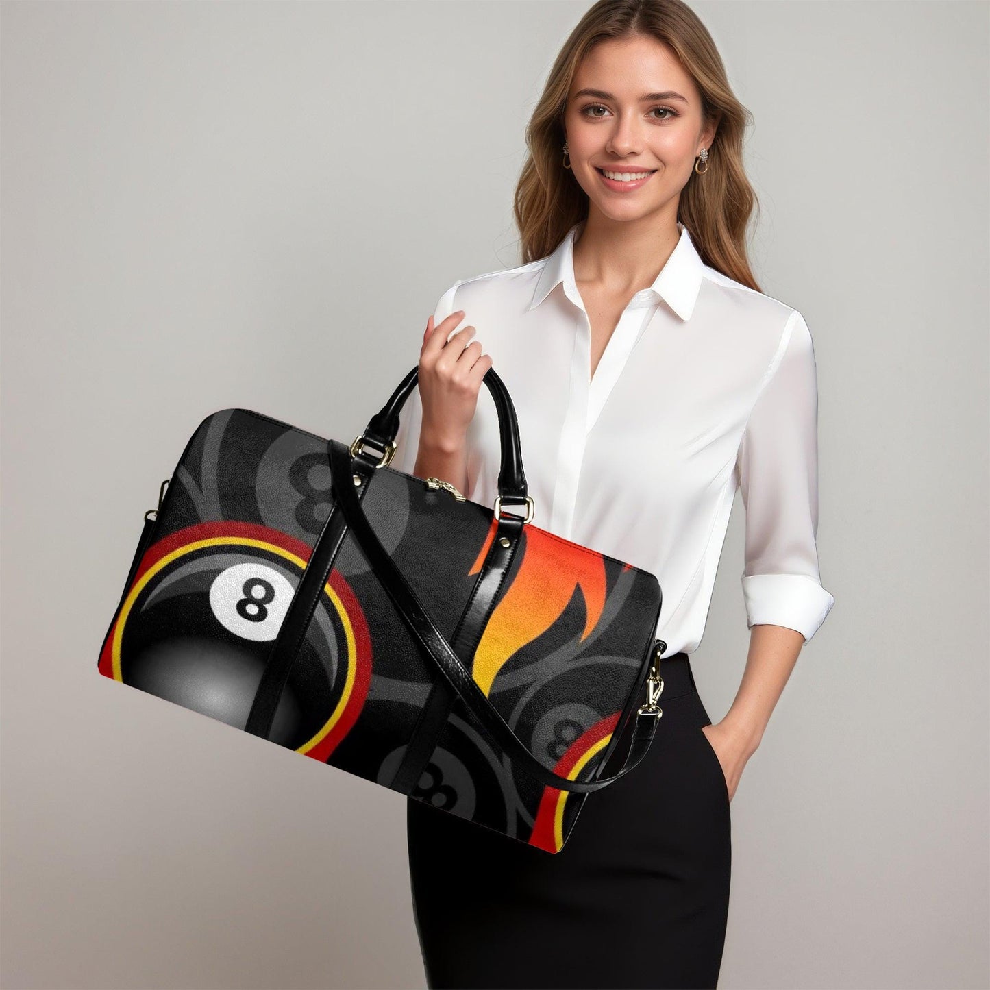 Eight Ball Vegan Leather Duffle Bag: Custom Design Weekender