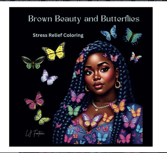 Black Beauty and Butterflies Coloring Book: Stress Relief Illustrations