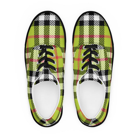 Custom canvas shoes eco friendly vegan surreal plaid abstractMen's lace-up canvas shoes