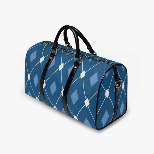 PU Leather Travel Duffle Bag: Argyle Print Weekender