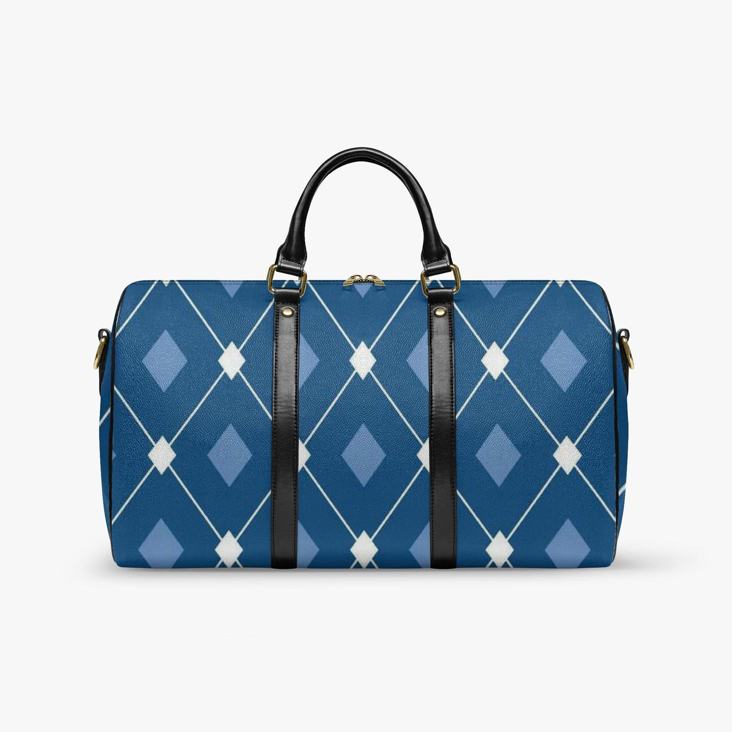 PU Leather Travel Duffle Bag: Argyle Print Weekender