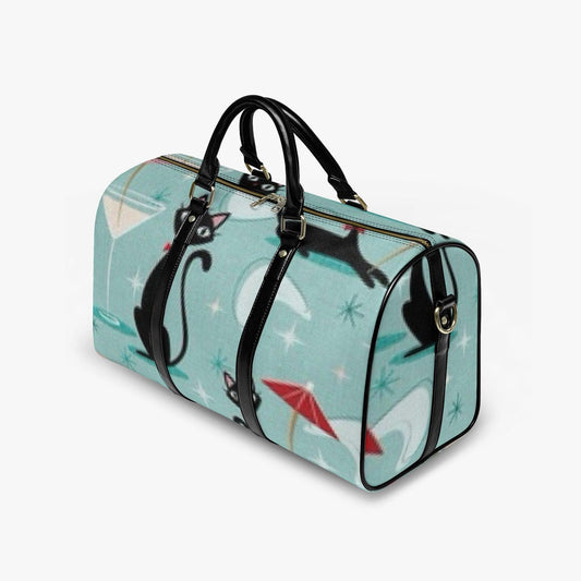 Retro Cats PU Leather Travel Duffle Bag