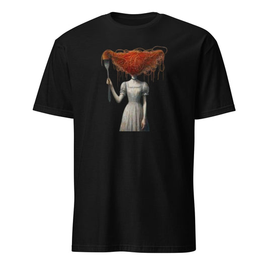 Surreal Spaghetti Hair T-Shirt: Thought-Provoking Cotton Tee
