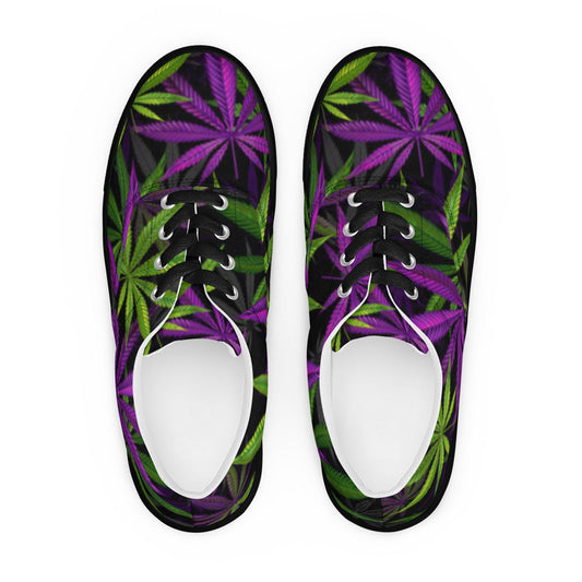 Abstract Leaf Print Men's Vegan Canvas Shoes