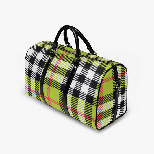 Yellow Plaid Vegan Leather Duffle Bag: Eco-Friendly Weekender