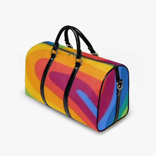 Rainbow Travel Duffle Bag: Custom Design, Vegan Leather Weekender