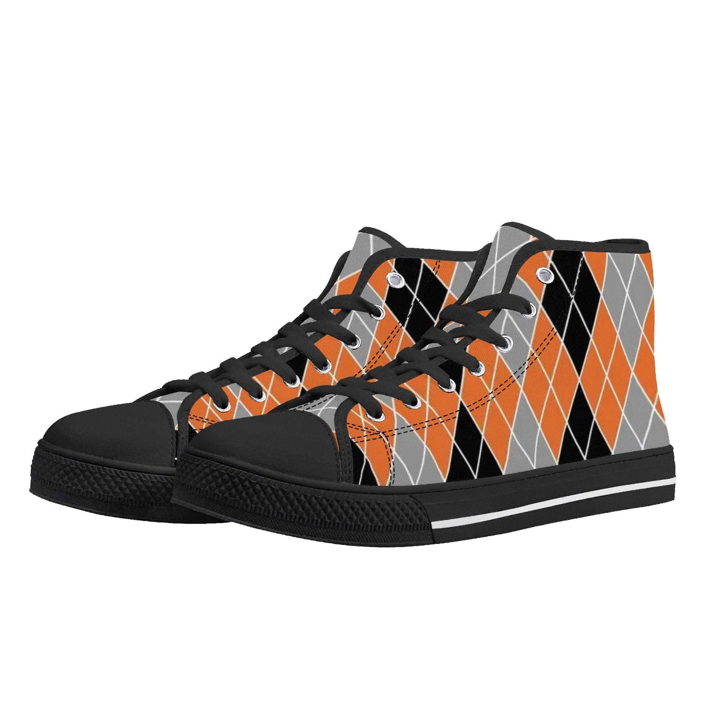 Men's Argyle High Top Canvas Shoes: Custom Designed, Eco Friendly