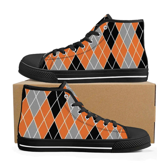 Men's Argyle High Top Canvas Shoes: Custom Designed, Eco Friendly